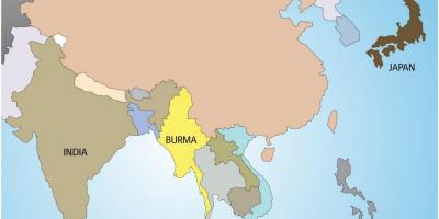 Мианмар върху картата на света