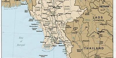 Янгон Бирма картата