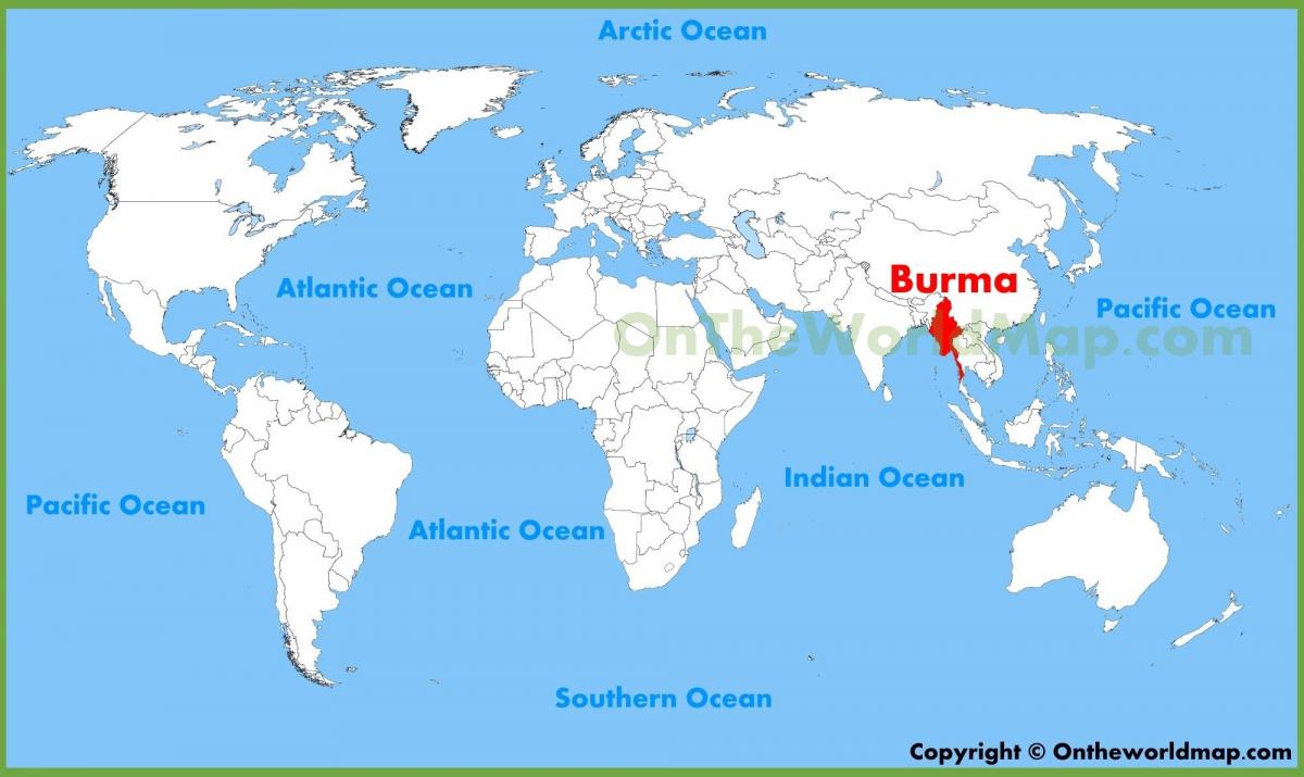 Местоположение на Бирма на картата