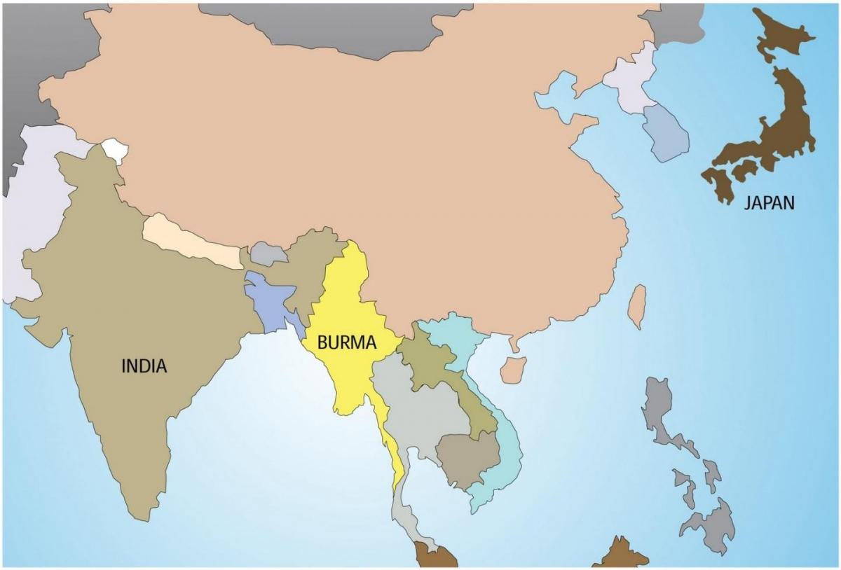 Мианмар върху картата на света